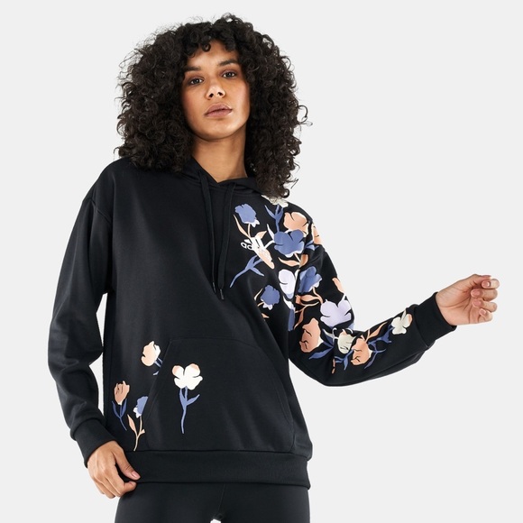 adidas Tops - Adidas Floral Black Hoodie
